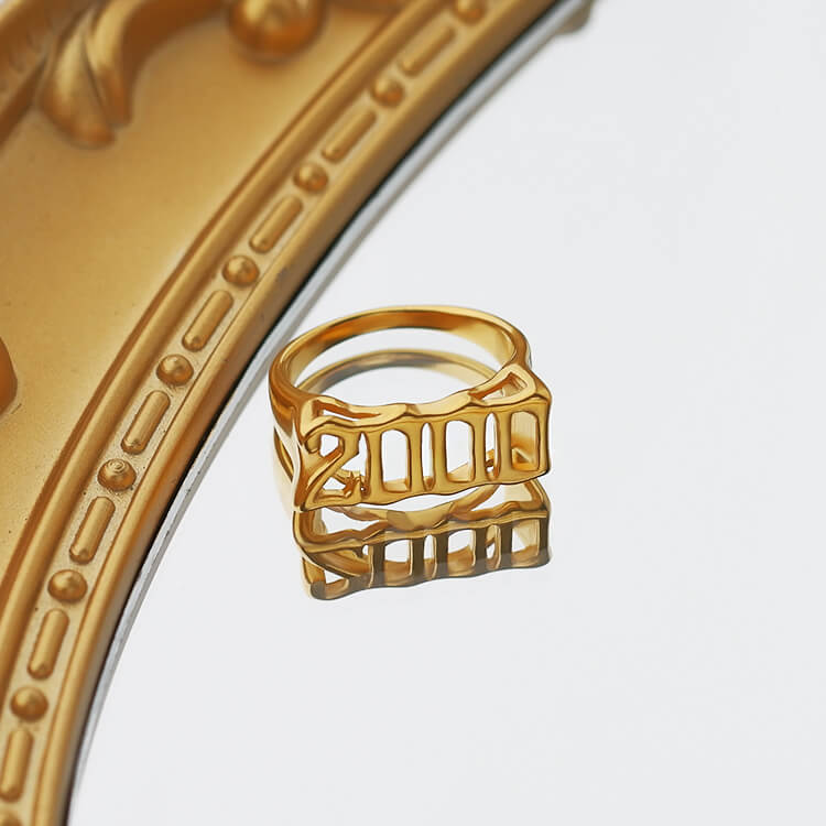 18K Gold Plated Engraved Ring