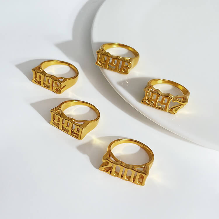 18K Gold Plated Engraved Ring